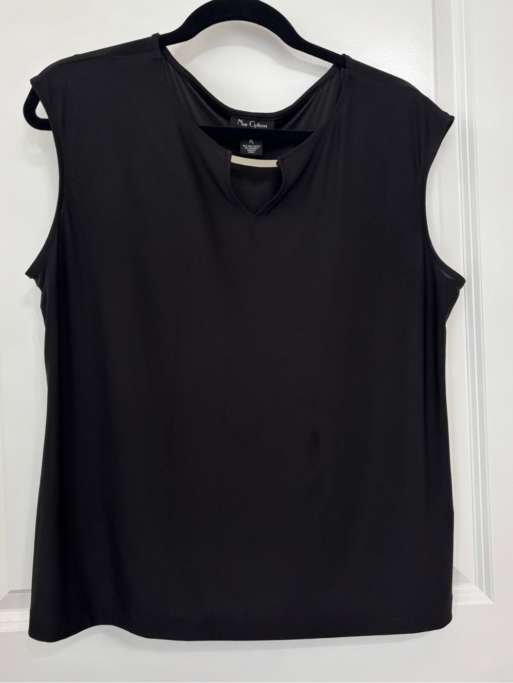 Nue Options Black Sleeveless Tank with Keyhole, size PL